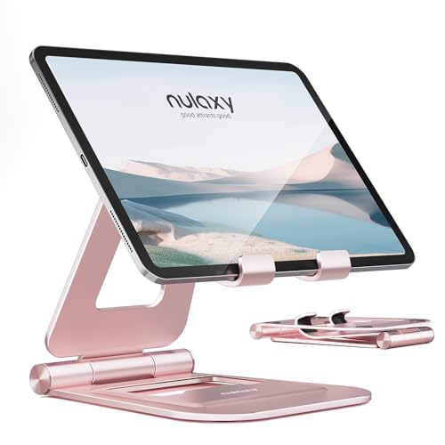Nulaxy Dual Adjustable Foldable iPad Stand, Full Aluminum, Rose Gold - color: C-Rose Gold