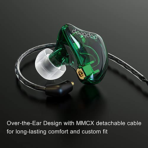 BASN Bsinger BC100 in Ear Monitor Headphone with Dual Drivers, Clear Green | Noise Isolation Dynamic Drivers IEM Earphone with Detachable MMCX Cable for Singer Musician Drummer,Secure Fit Gaming Earbud - color: Green