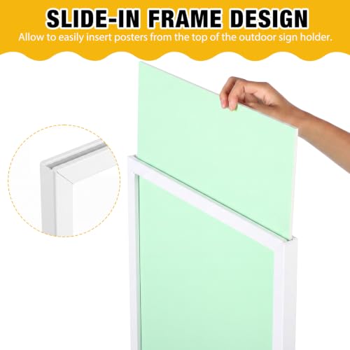 Blulu 4 Pcs Sign Stand Holder, 19.6"x 27.5" Double Sided Metal Wedding Sign Stand, Heavy Duty Floor Standing Poster Holder, Outdoor Banner Stands with Non Slip Mat for Board and Foam Display (White) - color: White