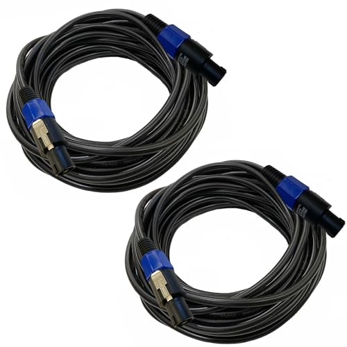 Professional 12 Gauge 100 Feet Speakon to Speakon Cables - 12AWG 100ft DJ/PA SpeakON Cords AMP Audio Wires - 2 Pack | Heavy duty, oxygen-free copper, low resistance, no signal loss, fit speaker, subwoofer, amplifier, audio system - size: 100 Feet