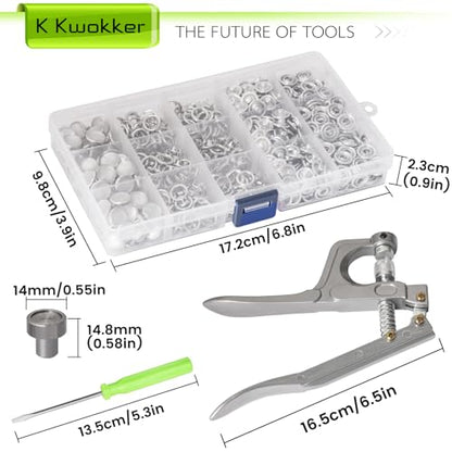 K Kwokker Pearl Snaps for Fabric w/Snap Pliers, 140 Set, 12mm Metal Snap Button Kit for Clothing, Shirts, Onesie, Romper, Denim, Bag, Sewing Supplies, Snap Fastener Tool for Clothes - color: B. Pearl White