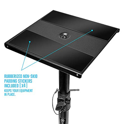 AxcessAbles Studio Monitor Speaker Stands Pair. 80lb Capacity per Stand. Adjustable Height 26" - 42". Metal Constructed Stands Ideal for Surround Sound, Bookshelf and Monitoring Speakers