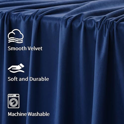 FMFUNCTEX Velvet Blackout Curtains Navy Blue Thermal Insulated Curtains for Bedroom Living Room Darkening Curtains 96 Inches Long Soft Luxury Rod Pocket Dark Blue Drapes Dining Room 2 Panels Set - color: Navy Blue, size: 52"W x 96"L (Pack of 2)
