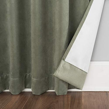 Sun Zero Hampshire Velvet Noise Reducing Thermal Extreme 100% Total Blackout Back Tab/Rod Pocket Curtain Panel, Moss Green, 50"W x 84"L (1 Panel) - color: Moss Green, size: 50"W x 84"L (Pack of 1)