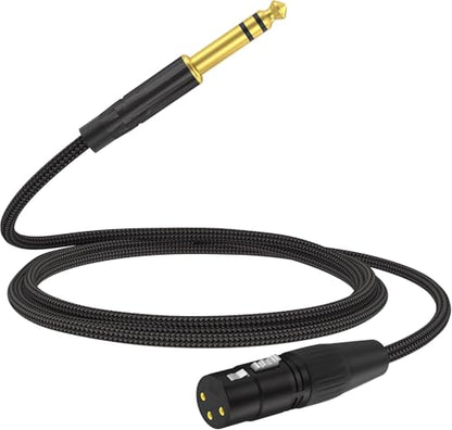 HOSONGIN XLR Female to 1/4 TRS Male Balanced Cable, 6.35mm Balanced Stereo Jack Cable with 3-Pin Connector, Nylon Braided for Live Sound, Electronic Organ, Mixers Studio Gear, 3 Feet - size: 3.3 Feet
