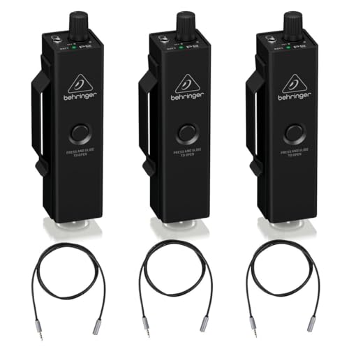 Behringer Powerplay P2 Ultra-Compact Personal in-Ear Monitor Amplifier, 3 Pack, Bundle with 3X H&A Stereo Mini M to F Cable