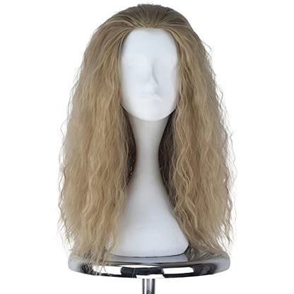 iCos Long Curly Blonde Wig Synthetic Blonde Hair Wig for Women Perfect for Cosplay Parties and Daily Wear - color: Ash blonde