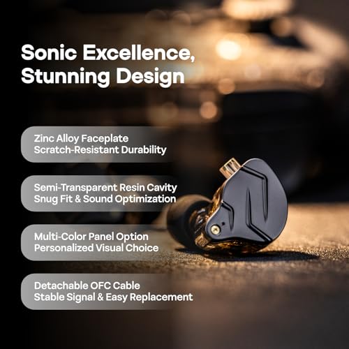 Linsoul KZ ZSN Pro Dual Driver 1BA+1DD Hybrid Metal HiFi in-Ear Monitor - color: Black, style: With Mic