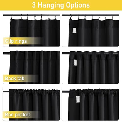 NICETOWN Sound Blocking and Heavy-Duty Space Divider Curtains with Back Tab, Lined Insert Noise - Blackout - Thermal Insulation Drapes for Room Divider/Space Solutions/Living Room(Black, 84" Long) - color: Black Back Tab, size: 52"W x 84"L (Pack of 2)