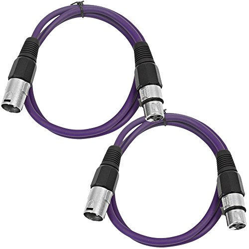 Seismic Audio - SAXLX-2-2 Pack of 2' XLR Male to XLR Female Patch Cables - Balanced - 2 Foot Patch Cord - Purple and Purple - color: Purple and Purple