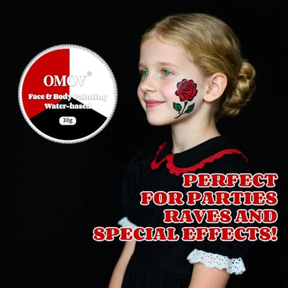 Clown Black White Red Face Paint (1oz) Non-Toxic,Water Based Professional 3 in1 Body Paint, Halloween Makeup Kit Face Paint Vampire, Devil , Cosplay Costume Joker SFX Zombie Face Painting Makeup - color: Black White Red-30g