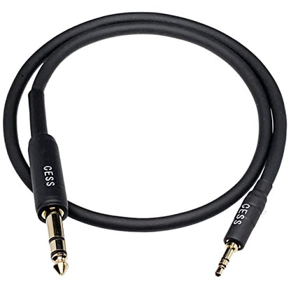 CNCESS 3.5mm to 6.35mm TRS Stereo Audio Cable, 2 Feet 1/8 Inch Male to 1/4 Inch Male Headphone Amp Guitar Keyboard Mixer Cord, 1 Pack - size: 2 Feet