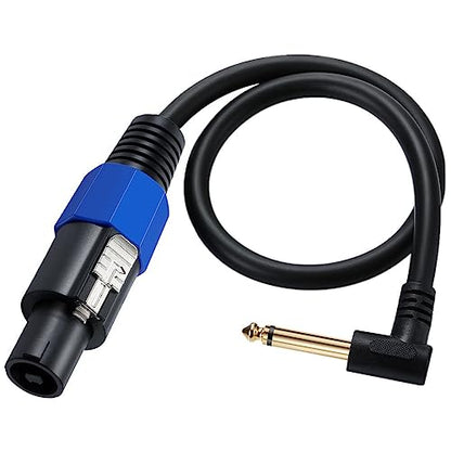 Speakon to 1/4 Mono Speaker Cable - 50cm/0.5FT TD Speakon to 1/4 TS Right Angle Adapter for DJ/PA Speakers - color: Speakon male to 1/4 male Right Angle