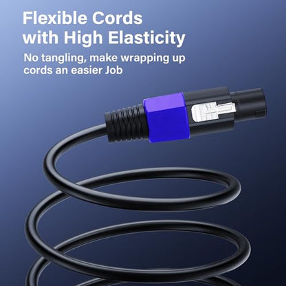 SinLoon Speakon to 1/4" Speaker Cable 22AWG Speakon Male to 90 Degree 6.35mm TS Male Audio Cord 1.6FT Twist Lock Speakon to 1/4" Mono Audio Cable for Speaker Guitar Amplifier (0.5m/6.35mm Male)