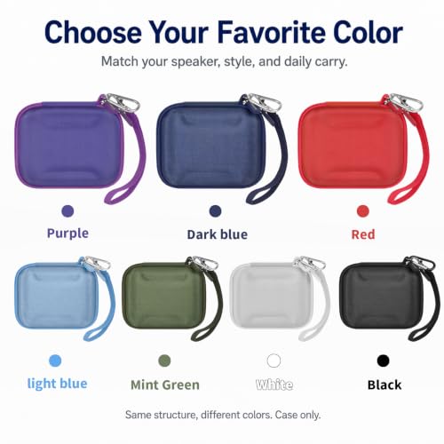 Hard EVA Carrying Case Compatible with JBL Go 5/4/3 Ultra-Portable Speaker | Travel Storage Bag with Mesh Pocket, Double Zipper, Stay-In-Place Strap, Detachable Handle, Carabiner, Case Only，Red - color: Red