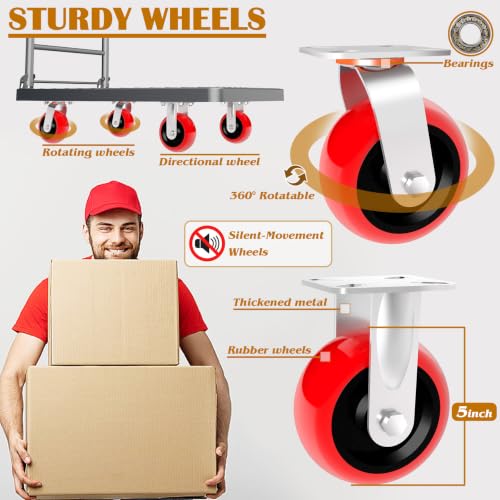 2200 lbs Heavy Duty Foldable Platform Truck with Swivel Wheel 25" x 41" - size: 41"x25"