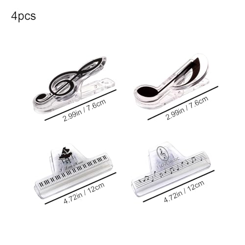 4 Pack Music Sheet Holder Clip, Non-Slip & Adjustable Page Clip for Piano Keyboard, Guitar, Stands - Portable Accessory for Musicians & Practice