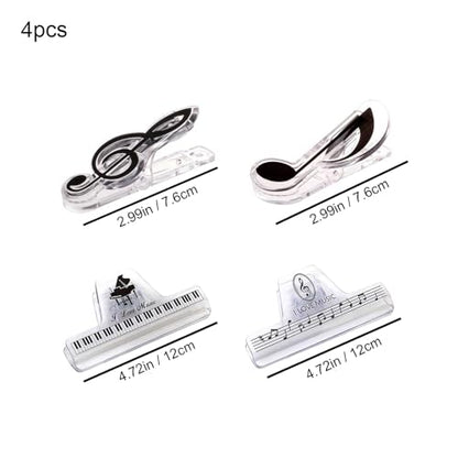 4 Pack Music Sheet Holder Clip, Non-Slip & Adjustable Page Clip for Piano Keyboard, Guitar, Stands - Portable Accessory for Musicians & Practice
