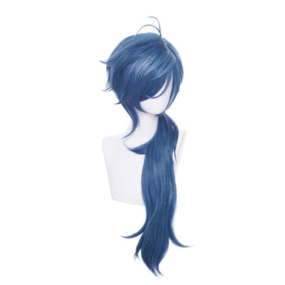 Dark Blue Wave Low Ponytail Cosplay Wig Heat Resistan Synthetic Fiber Hairs for Uniex Adult Halloween Christmas Cos Anime Party Replacement Wigs - color: Dark Blue Wave Low Ponytail