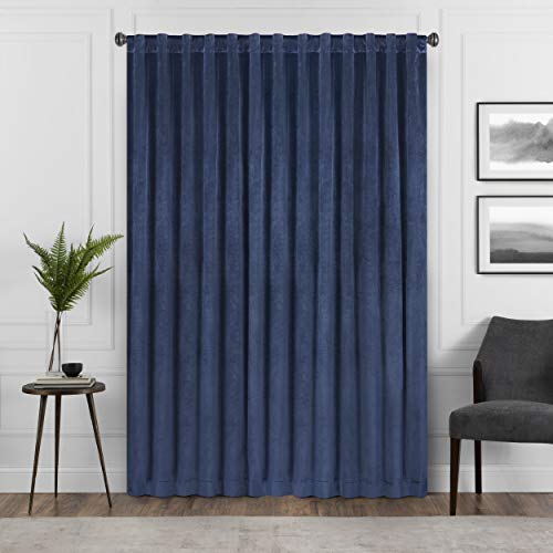 Eclipse Absolute Zero Harper Velvet Blackout Thermal Insulated Rod Pocket Curtains for Bedroom, Single Panel, 50" x 63", Navy - color: Navy, size: 50"W x 63"L (Pack of 1)