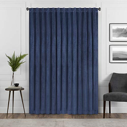 Eclipse Absolute Zero Harper Velvet Blackout Thermal Insulated Rod Pocket Curtains for Bedroom, Single Panel, 50" x 63", Navy - color: Navy, size: 50"W x 63"L (Pack of 1)