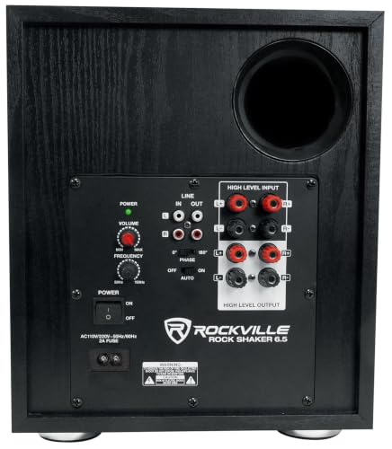 Rockville Rock Shaker 6.5 Black 200W Peak/100W RMS Powered Home Theater Subwoofer, Class-D, Adjustable Crossover, 20Hz-200Hz, Compact Design, for Movies and Music | 200W Peak, 100W RMS, Class D Amplifier, MDF Enclosure, RCA and High level inputs, RCA Outp