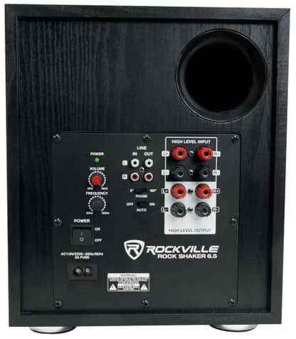 Rockville Rock Shaker 6.5 Black 200W Peak/100W RMS Powered Home Theater Subwoofer, Class-D, Adjustable Crossover, 20Hz-200Hz, Compact Design, for Movies and Music | 200W Peak, 100W RMS, Class D Amplifier, MDF Enclosure, RCA and High level inputs, RCA Outp