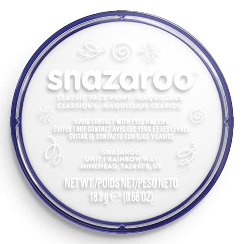 Snazaroo Classic Face and Body Paint, 18.8g Pot, White | Non-Toxic Hypoallergenic, Safe, Washable, Face & Body Paint for Halloween, Cosplay Costumes, Dress Up, Parties and Festivals - color: White, style: 18.8g (0.66-oz) Pot