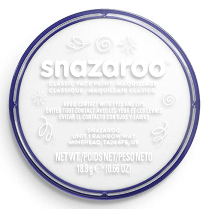 Snazaroo Classic Face and Body Paint, 18.8g Pot, White | Non-Toxic Hypoallergenic, Safe, Washable, Face & Body Paint for Halloween, Cosplay Costumes, Dress Up, Parties and Festivals - color: White, style: 18.8g (0.66-oz) Pot