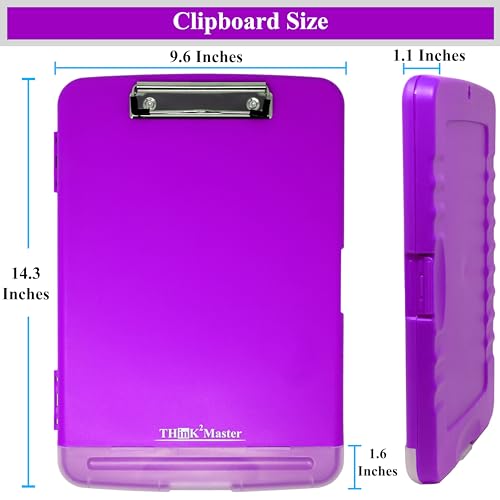 Think2Master Purple Plastic Storage Clipboard with Pencil Holder. | 25% Heavier & 25% Sturdier| Heavy Duty. Must Have for Nurses, Teachers & Classrooms. - style: Purple