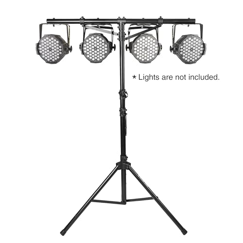 Sound Town DJ Lighting Stand, Height Adjustable, 9 ft Tall, with T-Bar and Tripod Base (STLS-T09) - color: Black, size: 9ft