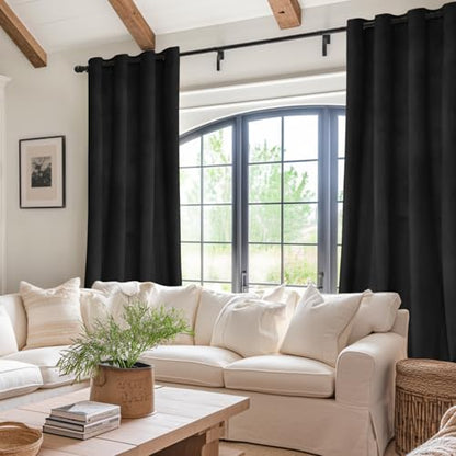 JIUZHEN Blcak Velvet Blackout Curtains 84 Inch for Living Room/Bedroom - color: Black, size: 42"W x 84"L (Pack of 2)