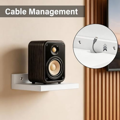 Surround Sound Speaker Stand, Set of 2 Universal Small Speaker Mount Speaker Shelf for Samsung, Roku, Sony, JBL, Vizio, LG - color: White
