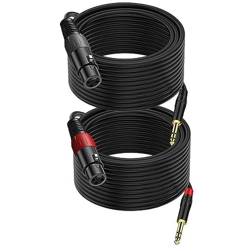 LanSenSu XLR Female to 1/4 Inch (6.35mm) Stereo Balanced Microphone Audio Converter Adapter Cable - 2Pack (6.35mm to XLR - 25ft) - size: 6.35mm to XLR Female-25ft