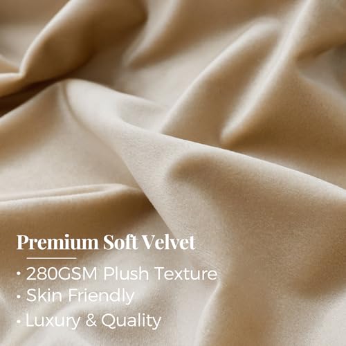 Beige Champagne Velvet Curtains 96 Inch: Living Room Pinch Pleated 2 Panels Luxury Darkening Thermal Insulated Drape with Hooks- Elegant Soundproof Noise Reducing Back Tab Window Curtain for Bedroom - color: Pinch Pleated | Beige/Champagne, size: 40"W x 9