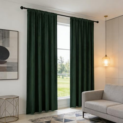 nanbowang Dark Green Velvet Curtains - 42 Inches Width 72 Inches Long Soft Curtain Rod Pocket Thermal Insulated Window Treatment for Bedroom 2 Panels - color: Dark Green, size: 42"W x 72"L (Pack of 2)