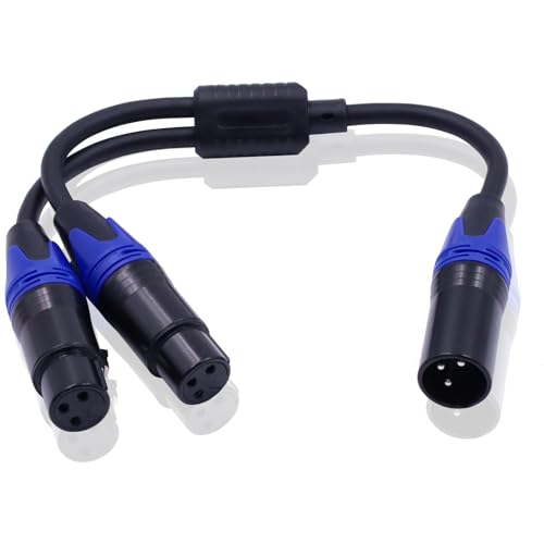 Poyiccot XLR Splitter Cable 1 Male to 2 Female, 3 Pin XLR Splitter Balanced Microphone Cable Combiner Y Cord, 1 Male to 2 Female Audio Microphone Adapter for Stero Mic, Audio Track, 11.8inch - style: 1 Male to 2 Female