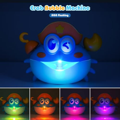 Bath Toys,Rechargeable Crab Baby Bath Toys Light Up Bath Bubble Machine with Colourful RGB Light Great Birthday Gift for Boys and Girls Toddler Toy for Kids Ages 1-3 4-8 - color: Blue (Rechargeable)