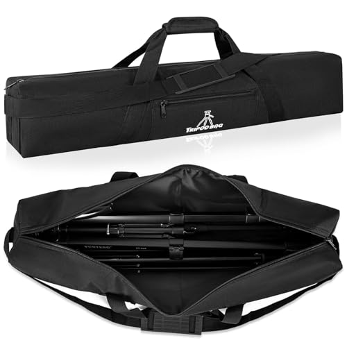 TORIBIO Tripod Carrying Case, 28x4.5x4.5in Heavy Duty Tripod Bag with Shoulder Straps and Handles, Multifunctional Monopod Case for Music Stand, Lights, Speakers, Cameras, Booms, Microphone Stands - size: 28 x 4.5 x 4.5 in