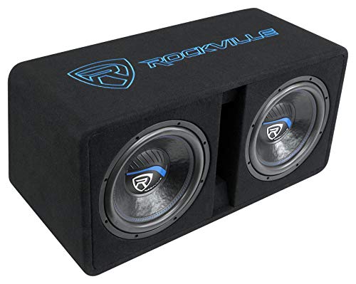 Rockville DK512 Package Dual 12" K5 Car Subwoofer Enclosure with dB12 Amp | 2800W Peak, 700W RMS, 2 Ohm Impedance, 50 Oz Magnet, Cast Iron Basket, 8 Volt Preamp Circuitry, Polypropylene Dustcap