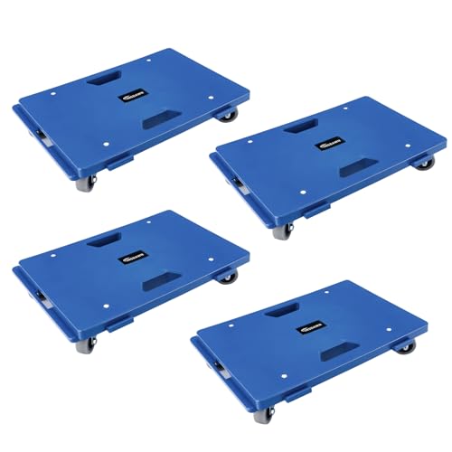 4 Pack Furniture Dolly 4 Wheels Upgraded Dollies Connectable with 4 Wheels Small Flat Dolly Cart with 500 LBS Capacity for Heavy Appliance, Blue - color: Blue, size: 4 Pack