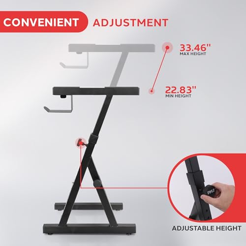 Heavy Duty Folding Keyboard Stand - Sturdy Reinforced Z Design W/ Adjustable Width & Height, Foam Padded Arms, Digital Piano Stand, Fits 54-88 Key Electric Pianos, For Travel & Storage - Pyle PKST38 - style: Foldable keyboard Stand