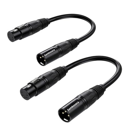 DMX 3 Pin to 5 Pin Adapter 2-Pack, 6-Inch XLR Signal Converter Male to Female DMX512 Turnaround Adapter, Zero Signal Loss for Stage Lighting, Moving Heads, LED Par, Church, Nightclub Lighting Rig