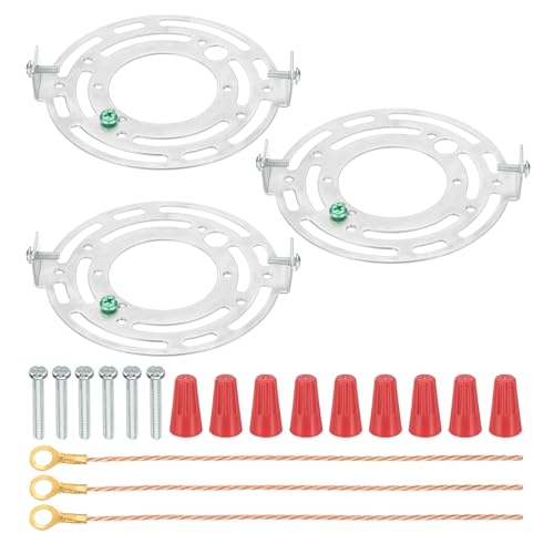 PATIKIL 110mm (4.3") Universal Light Fixture Mounting Bracket Kit, 3 Set Light Crossbar Round Ceiling Plate with Bare Copper Ground Wire for Wall Light Ceiling Lighting Pendant Chandelier - size: 110mm (4.3")