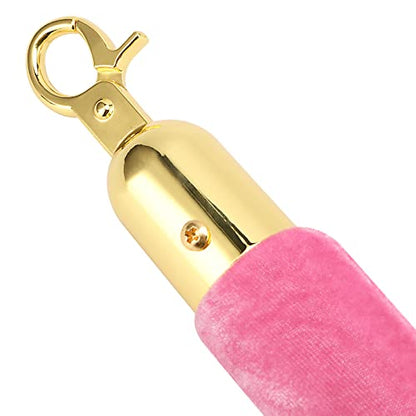 4 Pack 6.5 Feet Pink Velvet Rope Barrier, Velvet Stanchion Rope with Gold Hooks Velvet Hanging Rope for Movie Theaters, Parties, Hotels, Restaurants