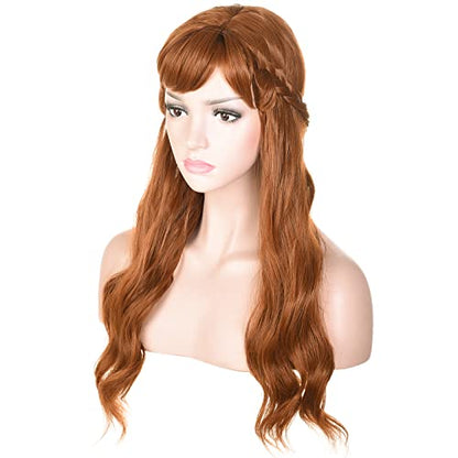 Long Wavy Brown Natural Synthetic Hair Braided Wigs for Women Halloween, Cosplay, Costume, Party - color: Brown, size: Long