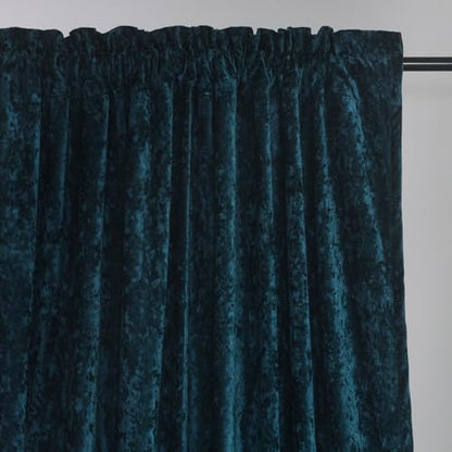 Dark Teal Velvet Curtains - Room Darkening Curtain 84 Inches Long for Bedroom & Living Room, Luxury Look, Rod Pocket Design, (2 Panels), 52W x 96L, Sapphire Blue - color: Peacock, size: 52"W x 96"L (Pack of 2)