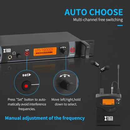 XTUGA RW2080 Wireless in Ear Monitor System,4 Bodypacks UHF IEM(572-599Mhz) - style: RW2080 4 Bodypacks