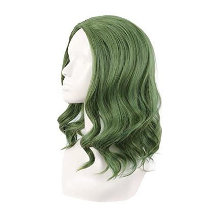 MapofBeauty 14 Inch Cosplay Costume Curly Wig (Pine Green/Grass Green) | 35 cm Synthetic Wig, Fahion - color: Pine Green/Grass Green