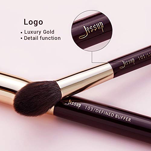 Jessup Makeup Brushes Set Professional, 25PCS Premium Natural Powder Foundation Eyeshadow Blending Concealer Blusher Highlight Labeled Brushes, T280 - color: Zinfandel